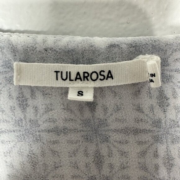 Tularosa x Revolve Ruffle Mini Dress Blue White Size S Surplice Long Sleeve - Picture 3 of 11